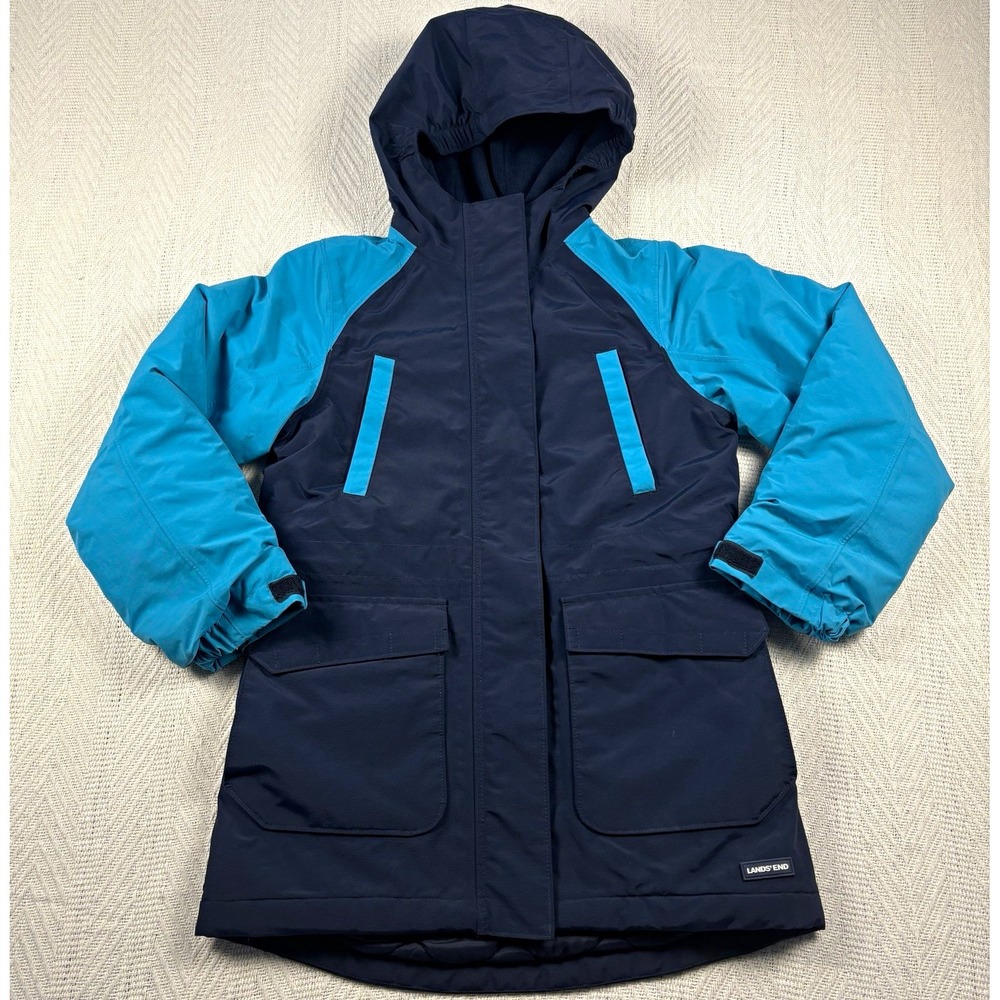 Lands' End Squall Hooded Waterproof Windproof Insulated Kids S Navy Parka